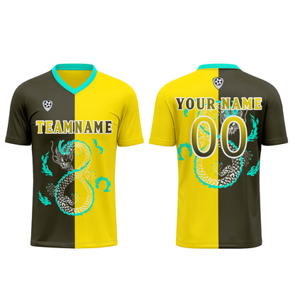 Benutzerdefinierte Gelb Olivgrün Trikots für Männer Frauen Personalisierte Fußball Uniformen für Erwachsene und Kind