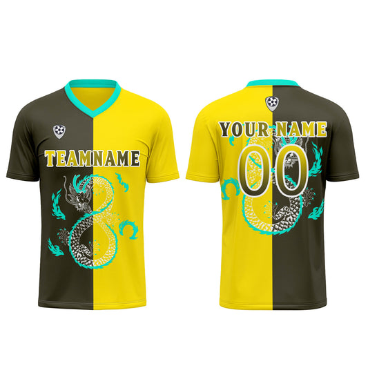 Benutzerdefinierte Gelb Olivgrün Trikots für Männer Frauen Personalisierte Fußball Uniformen für Erwachsene und Kind