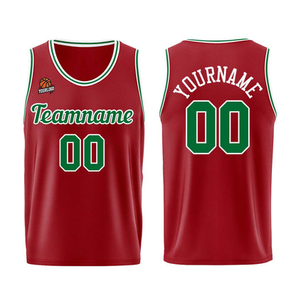 Individuelle Burgund Grün Basketball Jersey Shorts für Männer und Frauen Gestickter und gedruckter Name, Nummer und Logo