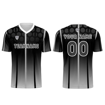Benutzerdefinierte Schwarz Weiß Trikots für Männer Frauen Personalisierte Fußball Uniformen für Erwachsene und Kind