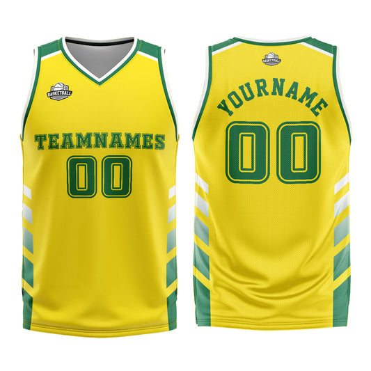 Benutzerdefinierter Gelb Grün Basketball Jersey Uniform Anzug gedruckt Ihr Logo Name Nummer
