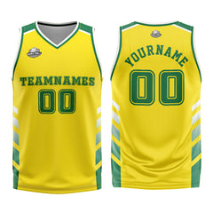 Benutzerdefinierter Gelb Grün Basketball Jersey Uniform Anzug gedruckt Ihr Logo Name Nummer
