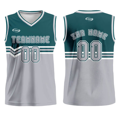 Benutzerdefinierter Grün Grau Weiß Basketball Jersey Uniform Anzug gedruckt Ihr Logo Name Nummer