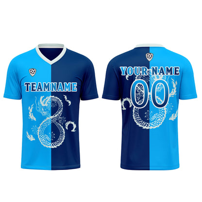 Benutzerdefinierte Dunkelblau Trikots für Männer Frauen Personalisierte Fußball Uniformen für Erwachsene und Kind