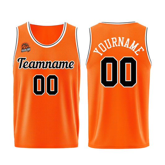 Individuelle Orange-Schwarz Basketball Jersey Shorts für Männer und Frauen Gestickter und gedruckter Name, Nummer und Logo