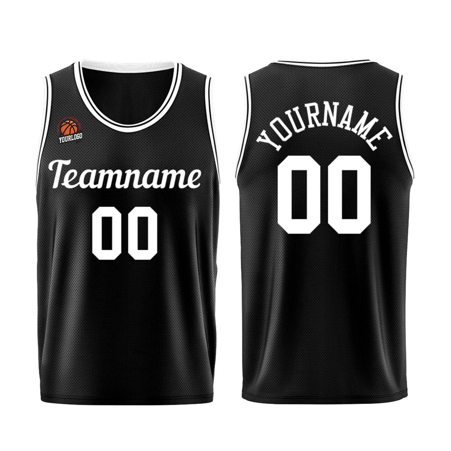 Individuelle Schwarz Weiß Basketball Jersey Shorts für Männer und Frauen Gestickter und gedruckter Name, Nummer und Logo