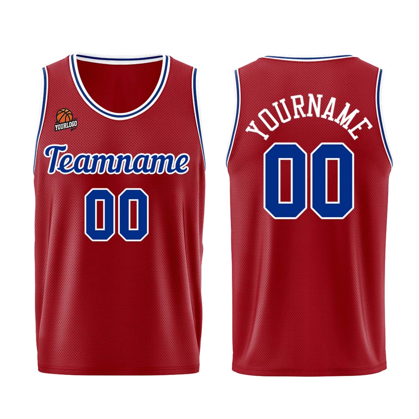 Individuelle Burgund Königlich Basketball Jersey Shorts für Männer und Frauen Gestickter und gedruckter Name, Nummer und Logo