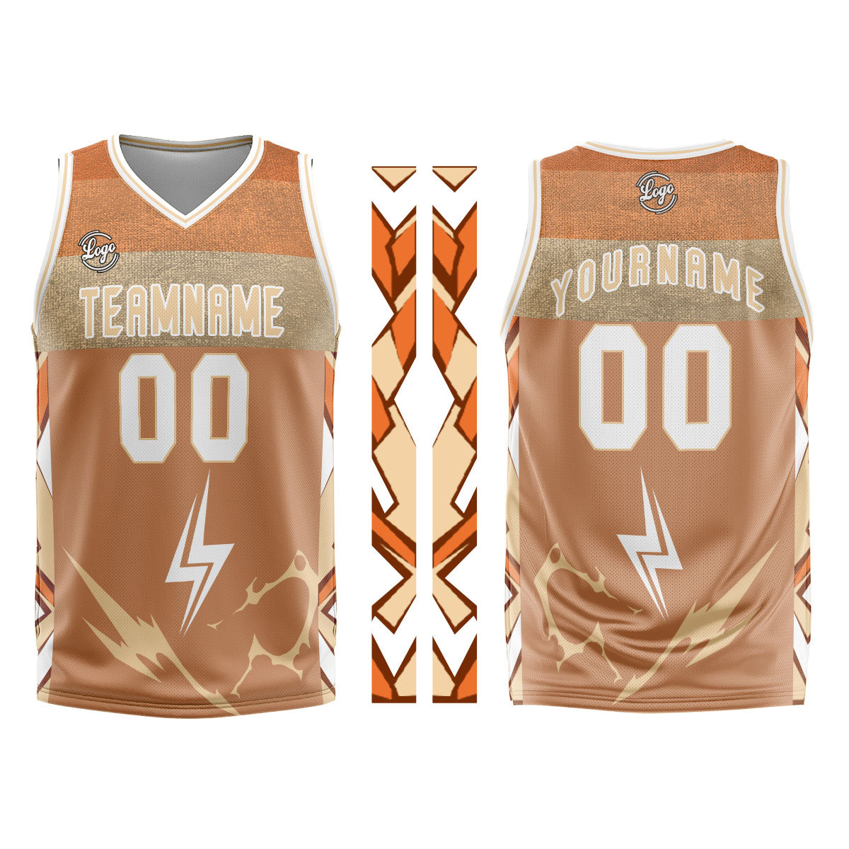Benutzerdefinierter Braun Weiß Basketball Jersey Uniform Anzug gedruckt Ihr Logo Name Nummer