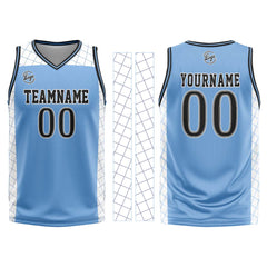 Benutzerdefinierter Hellblau Schwarz Basketball Jersey Uniform Anzug gedruckt Ihr Logo Name Nummer