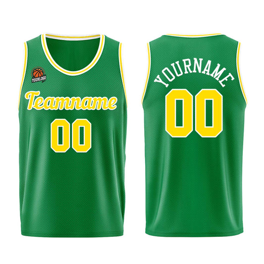 Individuelle Kelly Grün Gelb Basketball Jersey Shorts für Männer und Frauen Gestickter und gedruckter Name, Nummer und Logo