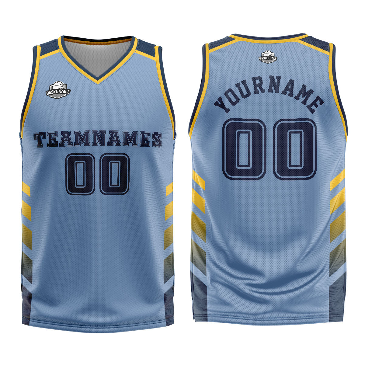 Benutzerdefinierter Blau Gelb Basketball Jersey Uniform Anzug gedruckt Ihr Logo Name Nummer