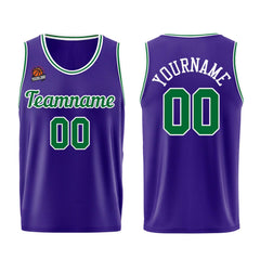 Individuelle Lila Grün Basketball Jersey Shorts für Männer und Frauen Gestickter und gedruckter Name, Nummer und Logo