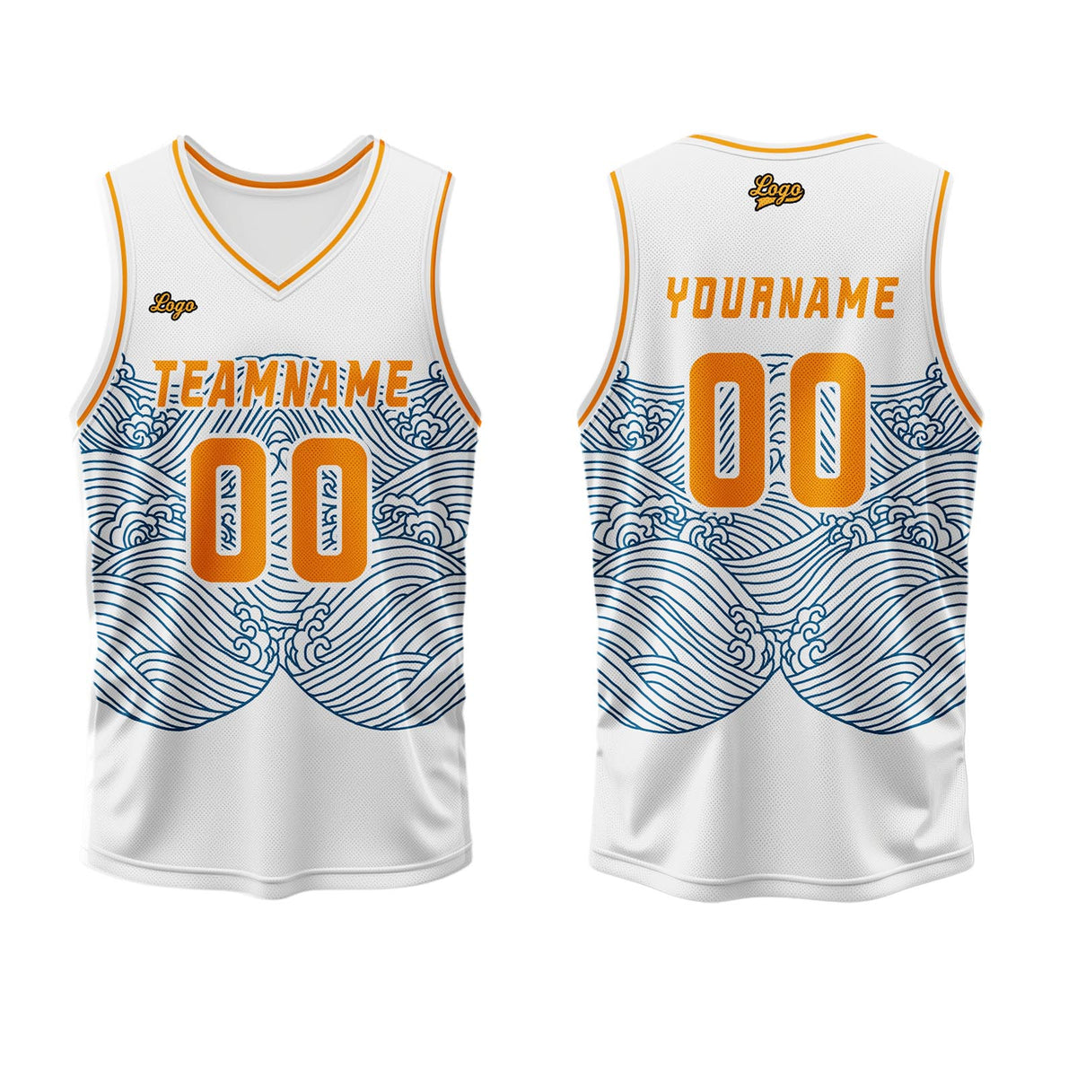 Benutzerdefinierter Blau Orange Basketball Jersey Uniform Anzug gedruckt Ihr Logo Name Nummer