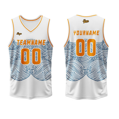 Benutzerdefinierter Blau Orange Basketball Jersey Uniform Anzug gedruckt Ihr Logo Name Nummer