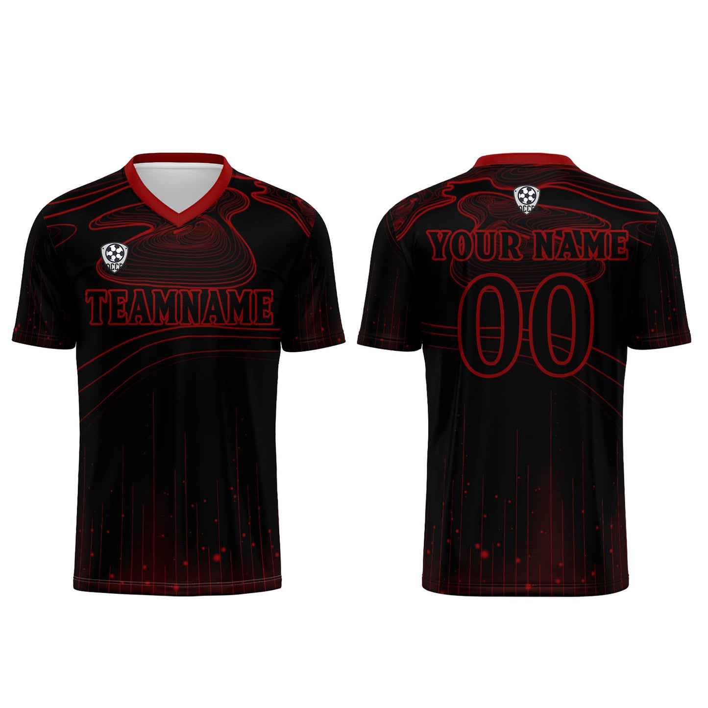 Benutzerdefinierte Schwarz Rot Trikots für Männer Frauen Personalisierte Fußball Uniformen für Erwachsene und Kind