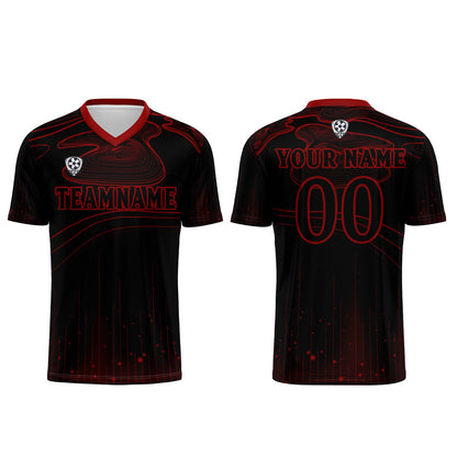 Benutzerdefinierte Schwarz Rot Trikots für Männer Frauen Personalisierte Fußball Uniformen für Erwachsene und Kind