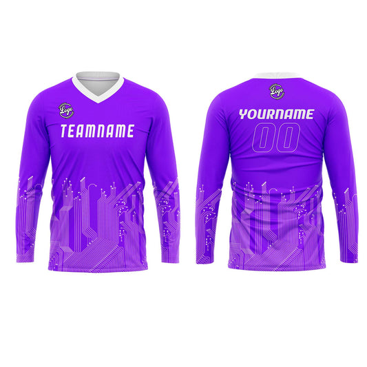 Kundenspezifisches Helllila Weiß Basketball Fußball Schießen langes T-Shirt für Erwachsene und Kinder