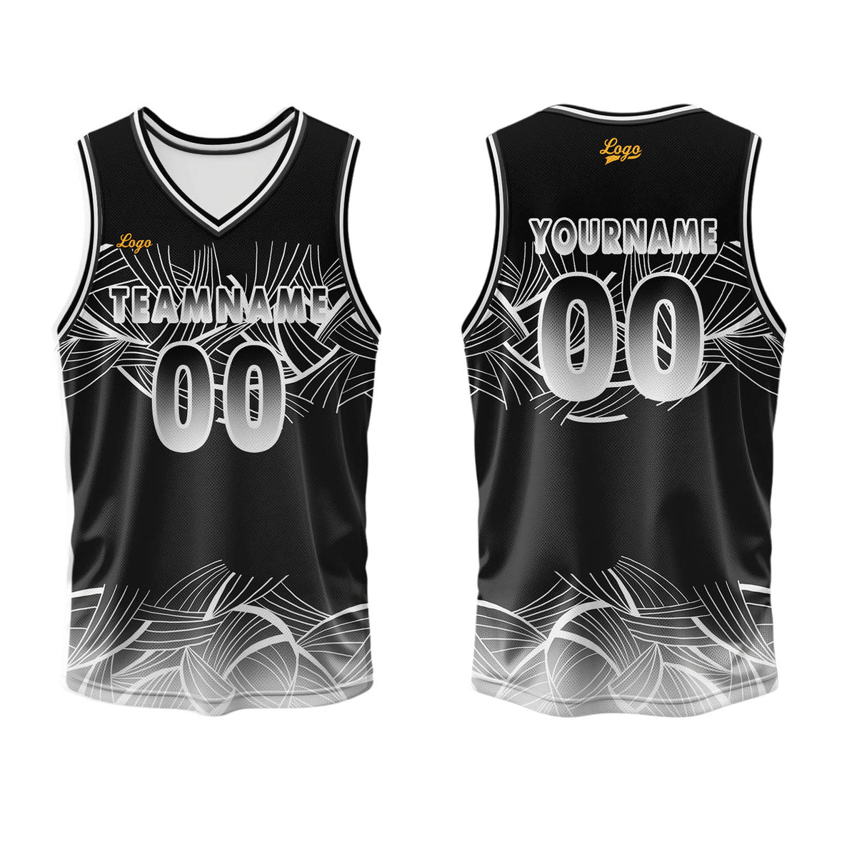 Benutzerdefinierter Schwarz Weiß Basketball Jersey Uniform Anzug gedruckt Ihr Logo Name Nummer