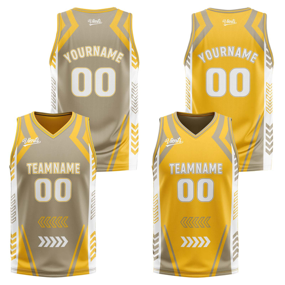 Benutzerdefinierte Grau Gelb Reversible Basketball Jersey Personalisierte Drucken Name Nummer Logo