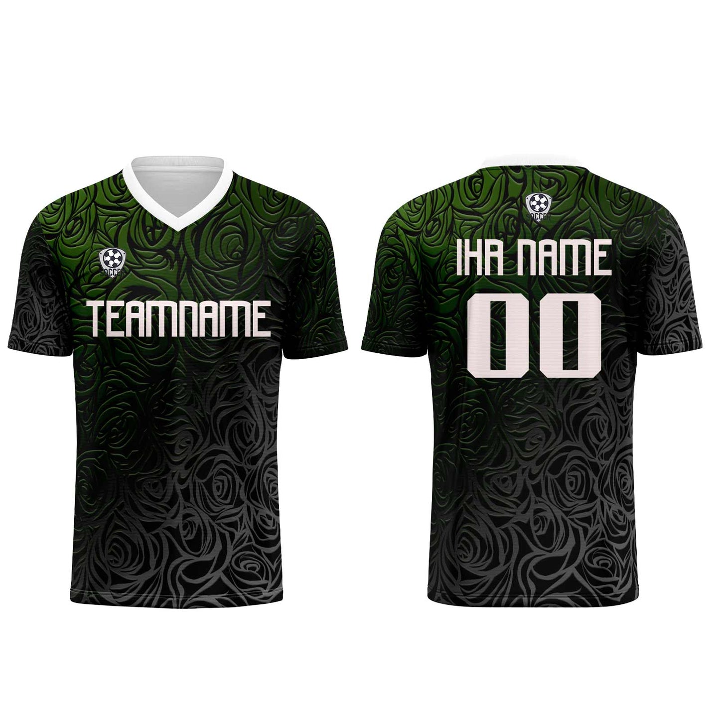 Benutzerdefinierte Grün Silber Trikots für Männer Frauen Personalisierte Fußball Uniformen für Erwachsene und Kind