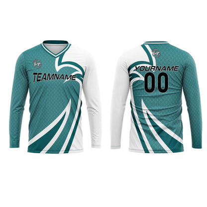 Kundenspezifisches Teal Basketball Fußball Schießen langes T-Shirt für Erwachsene und Kinder