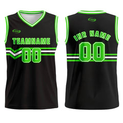 Benutzerdefinierter Schwarz Hellgrün Weiß Basketball Jersey Uniform Anzug gedruckt Ihr Logo Name Nummer