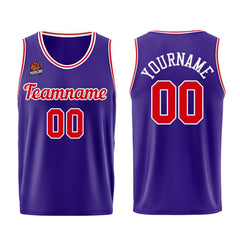 Individuelle Lila Rot Basketball Jersey Shorts für Männer und Frauen Gestickter und gedruckter Name, Nummer und Logo