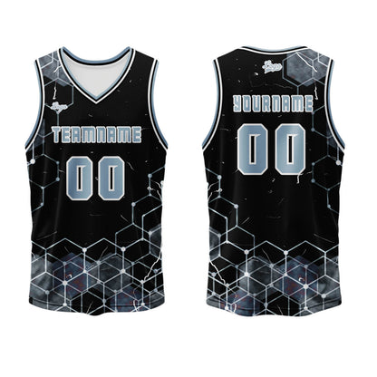 Benutzerdefinierter Grau Blau Basketball Jersey Uniform Anzug gedruckt Ihr Logo Name Nummer