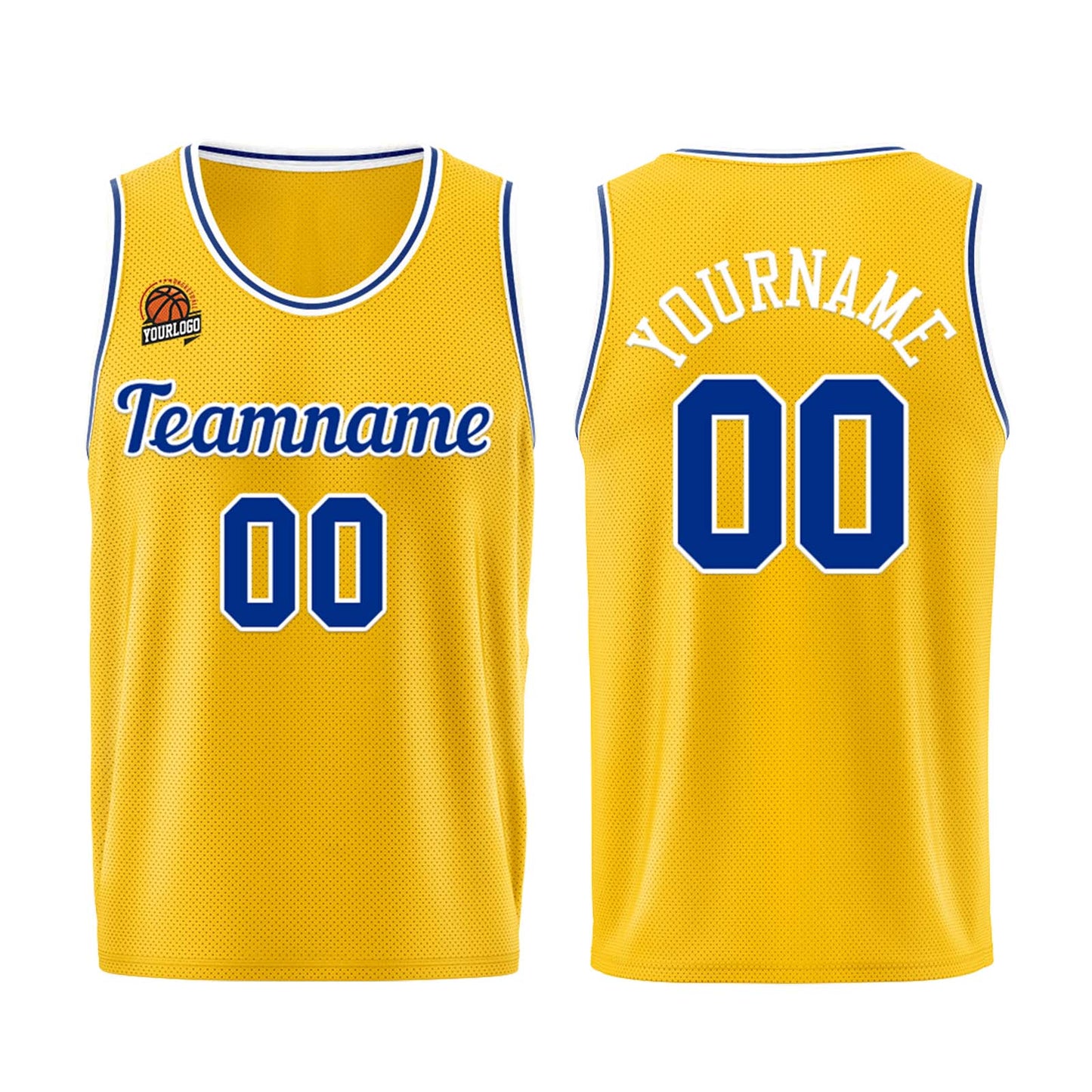Individuelle Gelb Königlich Basketball Jersey Shorts für Männer und Frauen Gestickter und gedruckter Name, Nummer und Logo