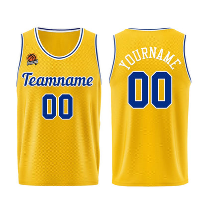 Individuelle Gelb Königlich Basketball Jersey Shorts für Männer und Frauen Gestickter und gedruckter Name, Nummer und Logo