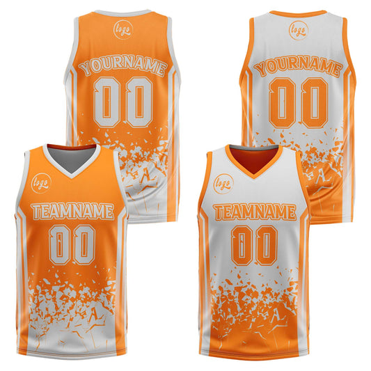 Benutzerdefinierte Orange Grau Reversible Basketball Jersey Personalisierte Drucken Name Nummer Logo