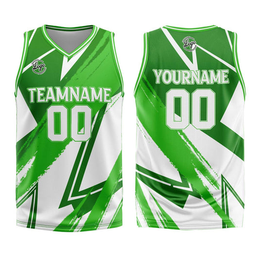 Benutzerdefinierter Grün Weiß Basketball Jersey Uniform Anzug gedruckt Ihr Logo Name Nummer