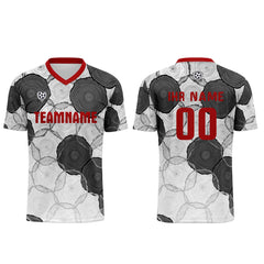 Benutzerdefinierte Weiß Rot Grau Trikots für Männer Frauen Personalisierte Fußball Uniformen für Erwachsene und Kind