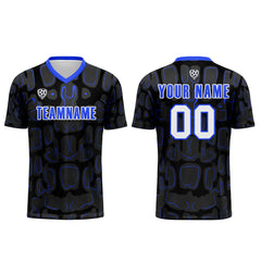 Benutzerdefinierte Schwarz Blau Fußball Trikots für Männer Frauen Personalisierte Fußball Uniformen für Erwachsene und Kind