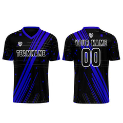 Benutzerdefinierte Schwarz Blau Trikots für Männer Frauen Personalisierte Fußball Uniformen für Erwachsene und Kind