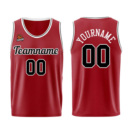 Individuelle Burgund Schwarz Basketball Jersey Shorts für Männer und Frauen Gestickter und gedruckter Name, Nummer und Logo
