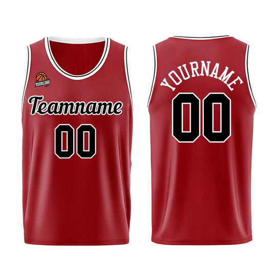 Individuelle Burgund Schwarz Basketball Jersey Shorts für Männer und Frauen Gestickter und gedruckter Name, Nummer und Logo