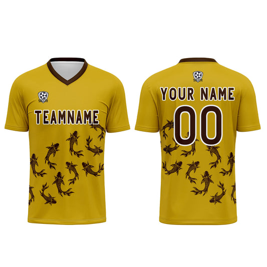 Benutzerdefinierte Gelb Trikots für Männer Frauen Personalisierte Fußball Uniformen für Erwachsene und Kind