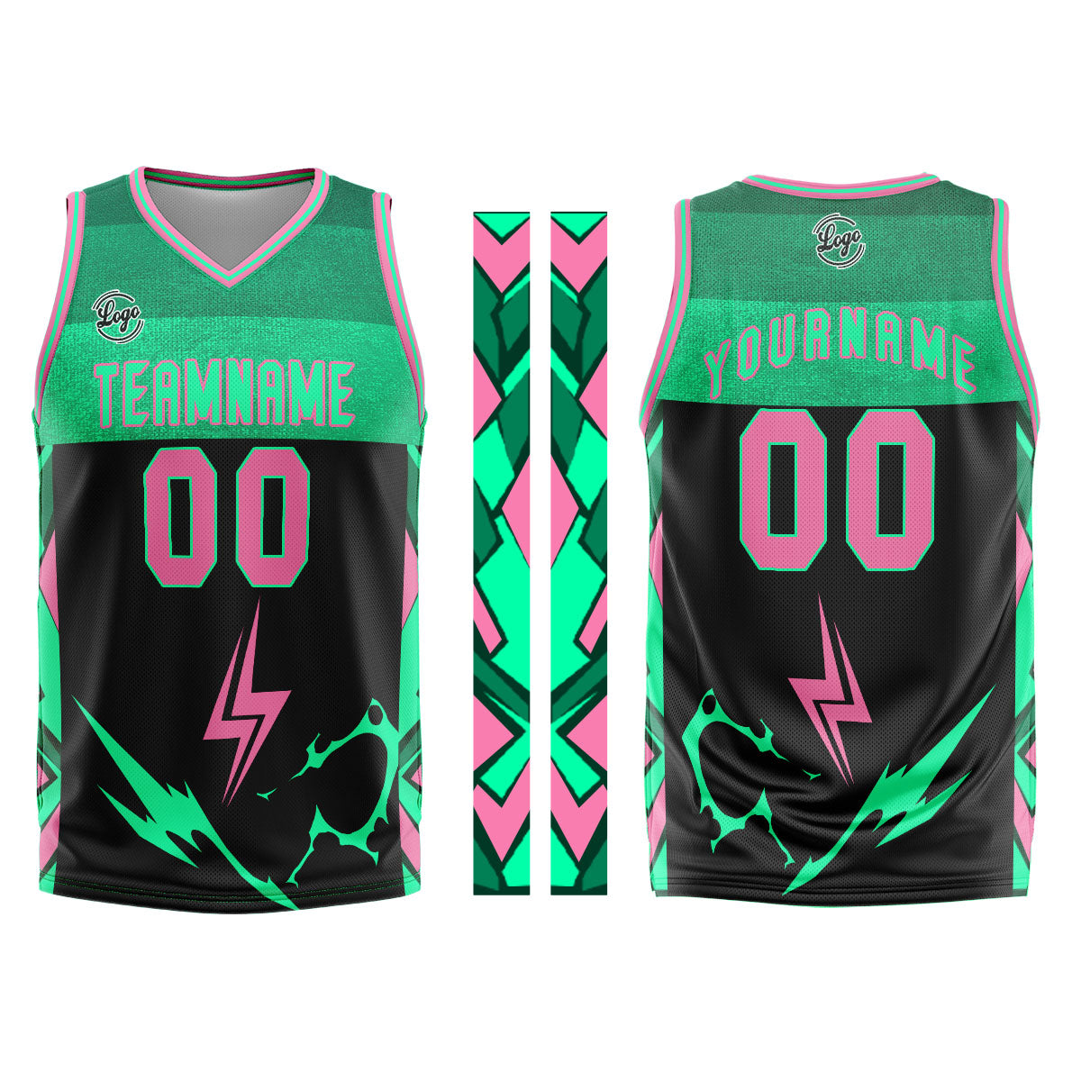 Benutzerdefinierter Schwarz Rosa Basketball Jersey Uniform Anzug gedruckt Ihr Logo Name Nummer
