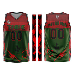 Benutzerdefinierter Grün Rot Basketball Jersey Uniform Anzug gedruckt Ihr Logo Name Nummer