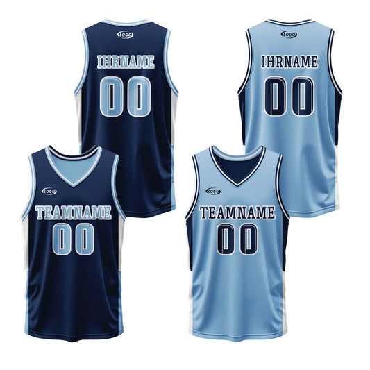 Benutzerdefinierte Marineblau Reversible Basketball Jersey Personalisierte Drucken Name Nummer Logo