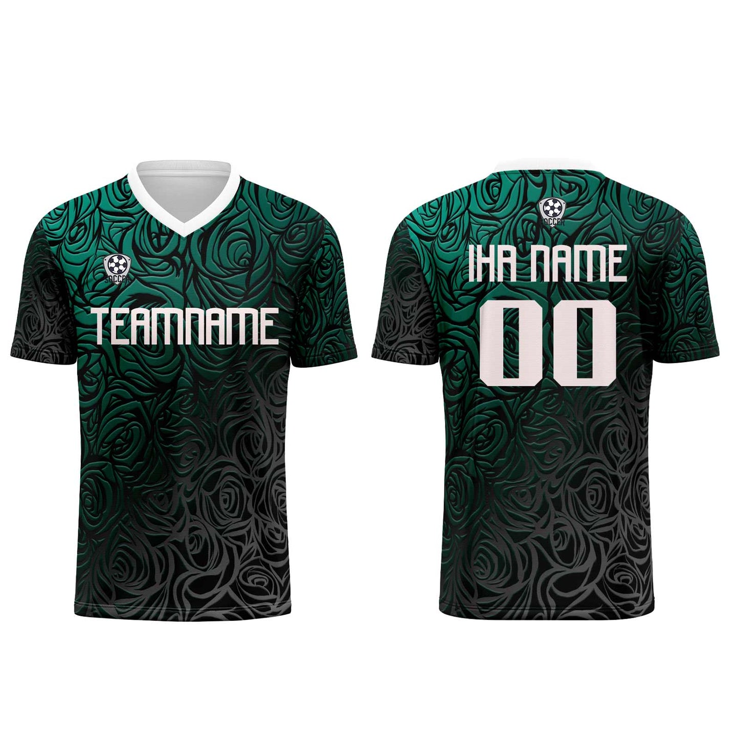 Benutzerdefinierte Cyan Silber Trikots für Männer Frauen Personalisierte Fußball Uniformen für Erwachsene und Kind