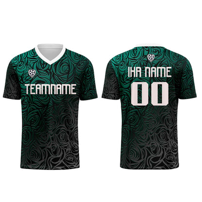 Benutzerdefinierte Cyan Silber Trikots für Männer Frauen Personalisierte Fußball Uniformen für Erwachsene und Kind