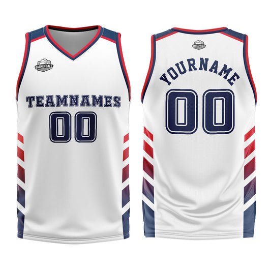 Benutzerdefinierter Weiß Blau Basketball Jersey Uniform Anzug gedruckt Ihr Logo Name Nummer