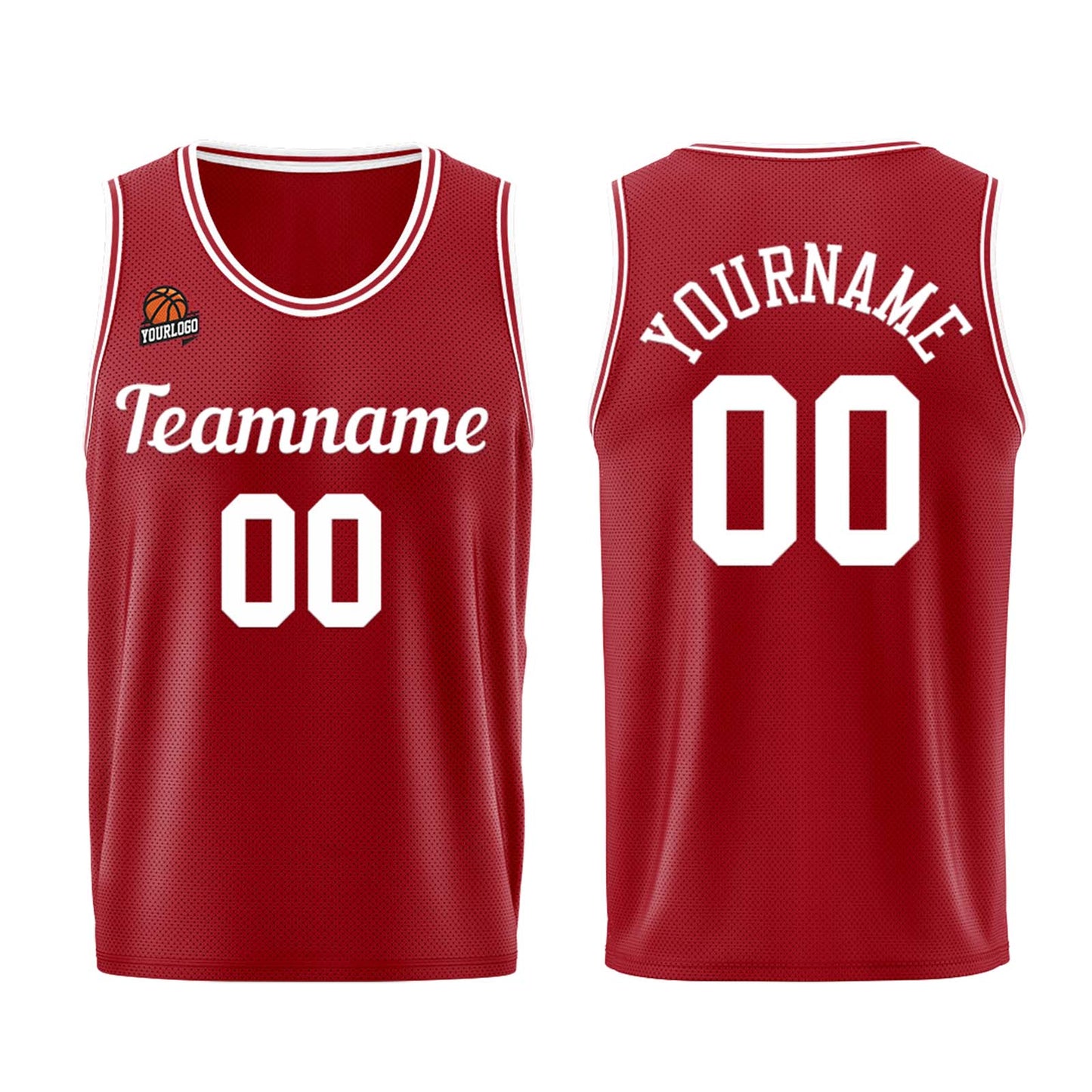 Individuelle Burgund Weiß Basketball Jersey Shorts für Männer und Frauen Gestickter und gedruckter Name, Nummer und Logo