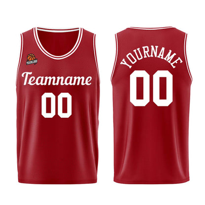 Individuelle Burgund Weiß Basketball Jersey Shorts für Männer und Frauen Gestickter und gedruckter Name, Nummer und Logo
