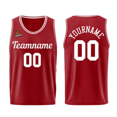 Individuelle Burgund Weiß Basketball Jersey Shorts für Männer und Frauen Gestickter und gedruckter Name, Nummer und Logo
