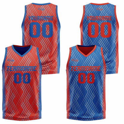 Benutzerdefinierte Rot Blau Reversible Basketball Jersey Personalisierte Drucken Name Nummer Logo