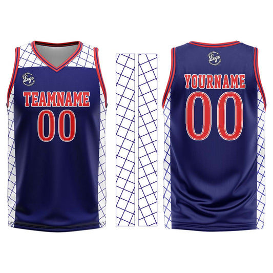 Benutzerdefinierter Marine Rot Basketball Jersey Uniform Anzug gedruckt Ihr Logo Name Nummer