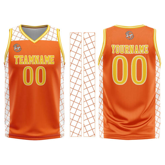 Benutzerdefinierter Orange Gelb Basketball Jersey Uniform Anzug gedruckt Ihr Logo Name Nummer